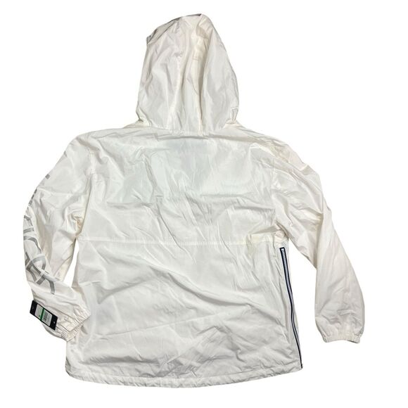 Tommy Hilfiger Windbreaker L White Spellout Hooded Half Zip Jacket Nylon - Picture 11 of 13